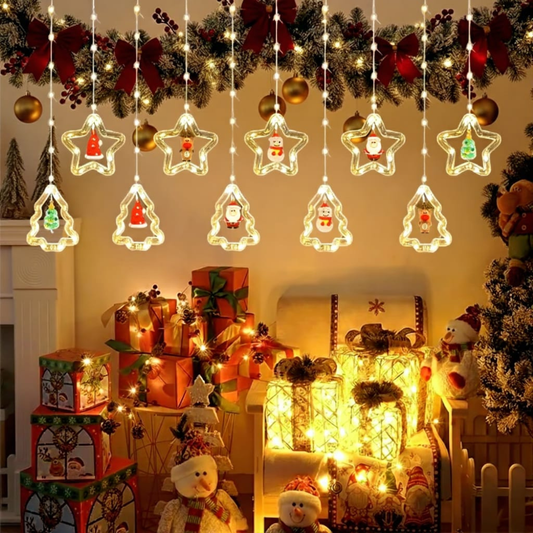 Christmas Star & Tree LED Curtain String Lights