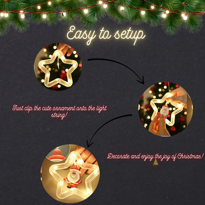 Christmas Star & Tree LED Curtain String Lights