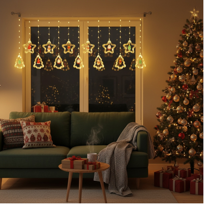 Christmas Star & Tree LED Curtain String Lights