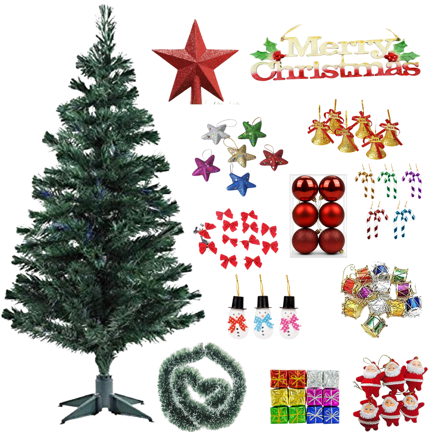 Christmas Tree (5 feet) with collection of 75 Premium Ornaments